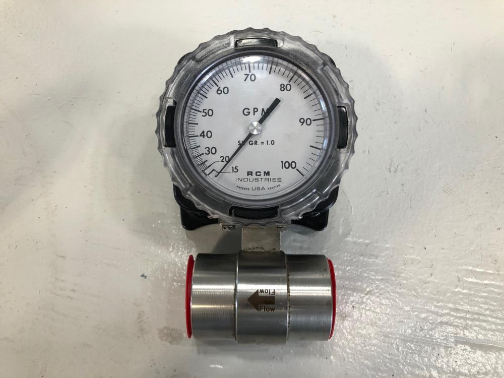 RCM Industries 1-1/2" NPT Stainless Steel Flowmeter, 0-100 GPM, 1 1/2-73-L-100-A